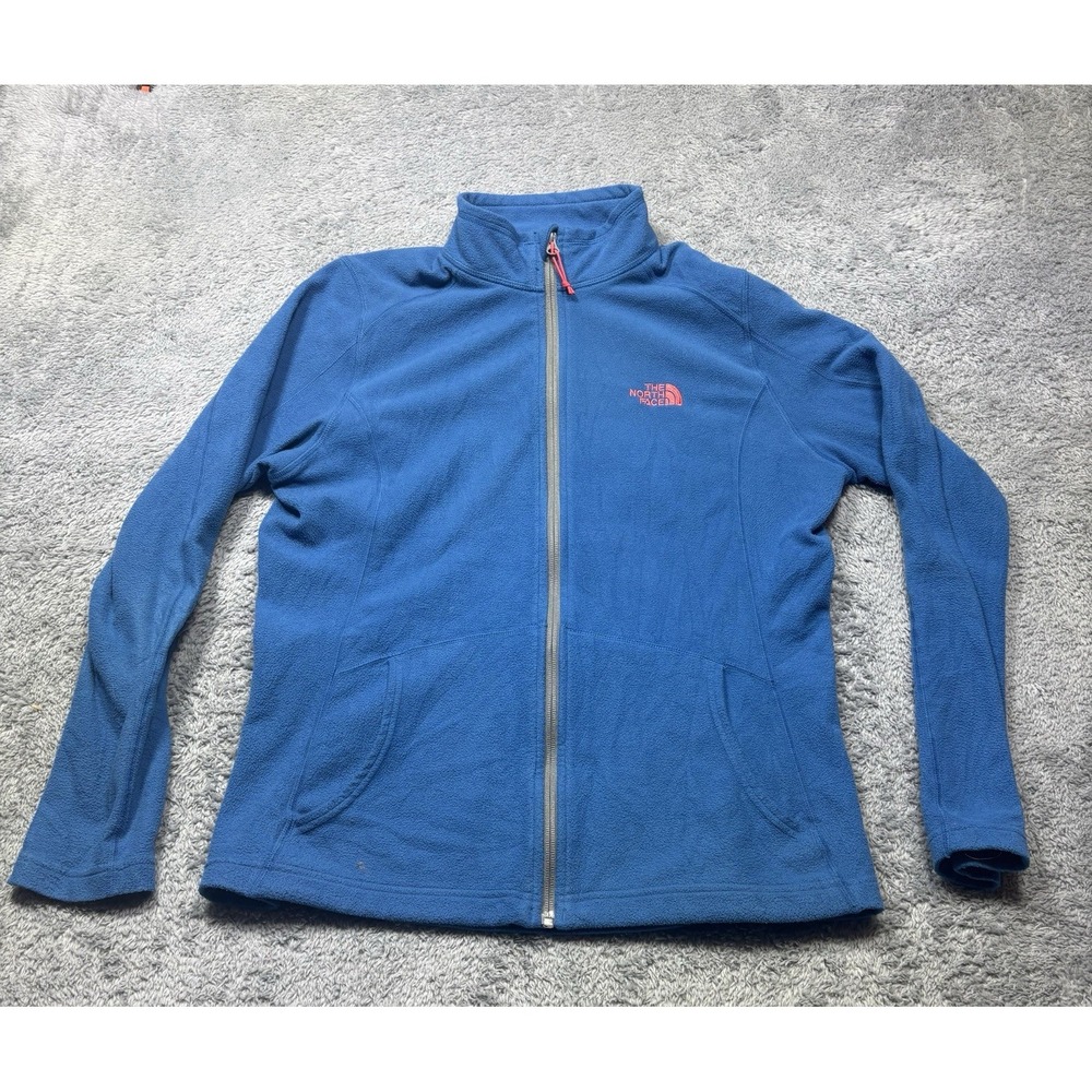 The North Face Fleece Jacket Women's L‎ Blue Full Zip Polyester Mock Neck Active